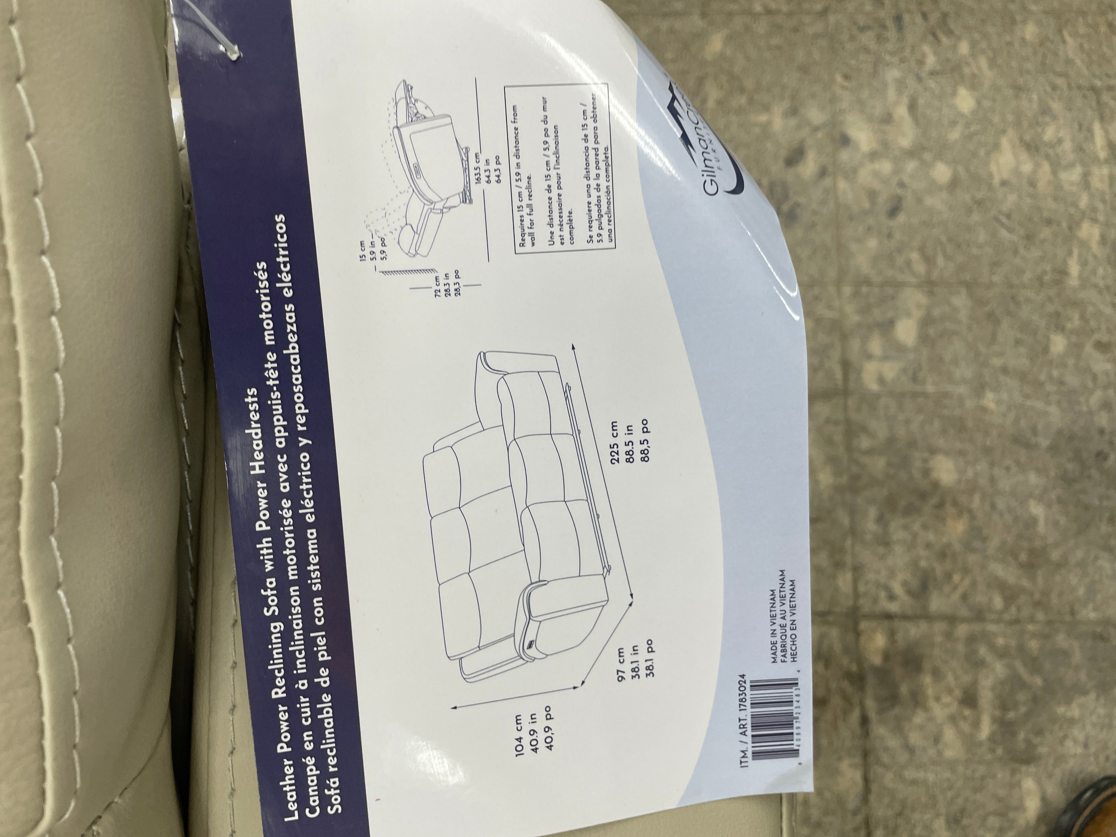 Power Reclining Sofa w/ Tags